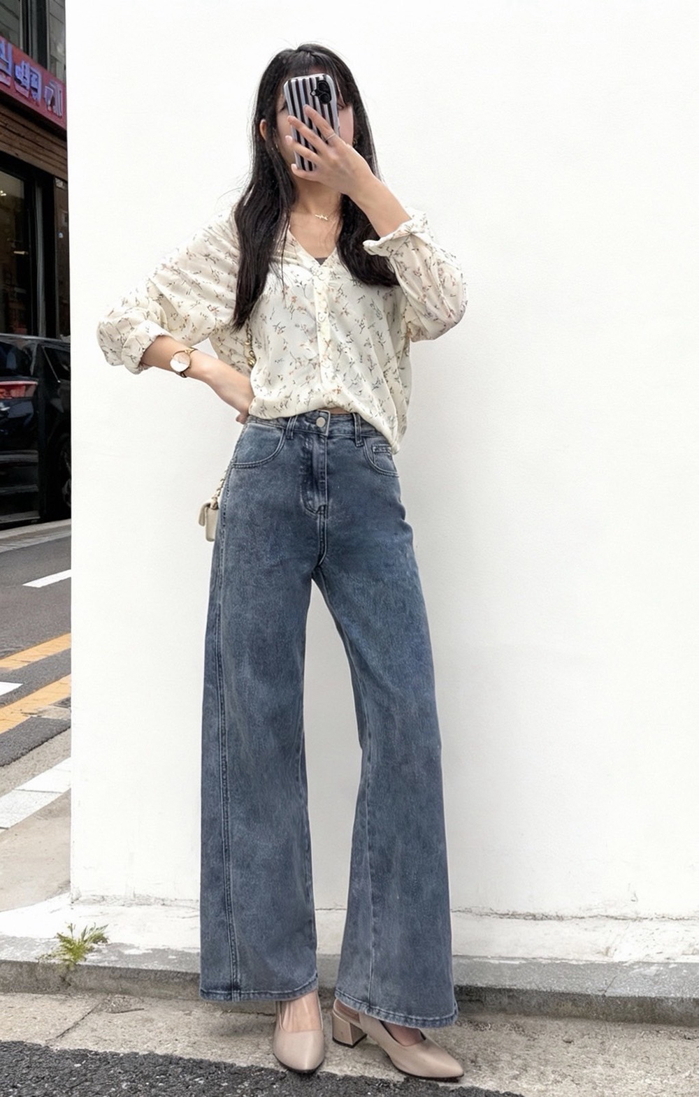 顯瘦寬邊設計牛仔褲,evaviva,99-BF7401,顯瘦寬邊設計牛仔褲,領500,999免運