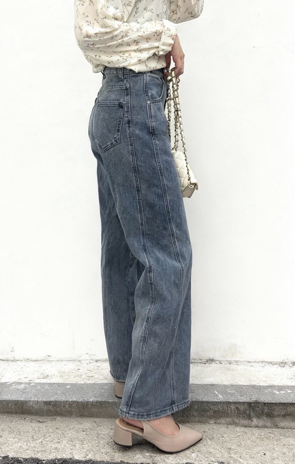 顯瘦寬邊設計牛仔褲,evaviva,99-BF7401,顯瘦寬邊設計牛仔褲,領500,999免運