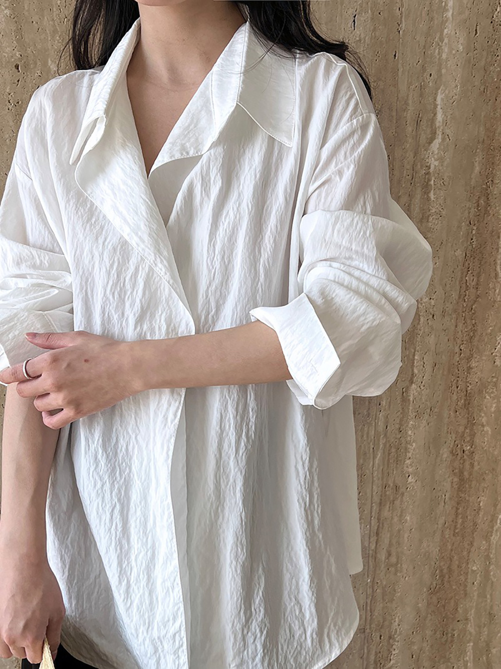 微皺肌理設計天絲襯衫,evaviva,U2-ZA09178,微皺肌理設計天絲襯衫,領500,999免運