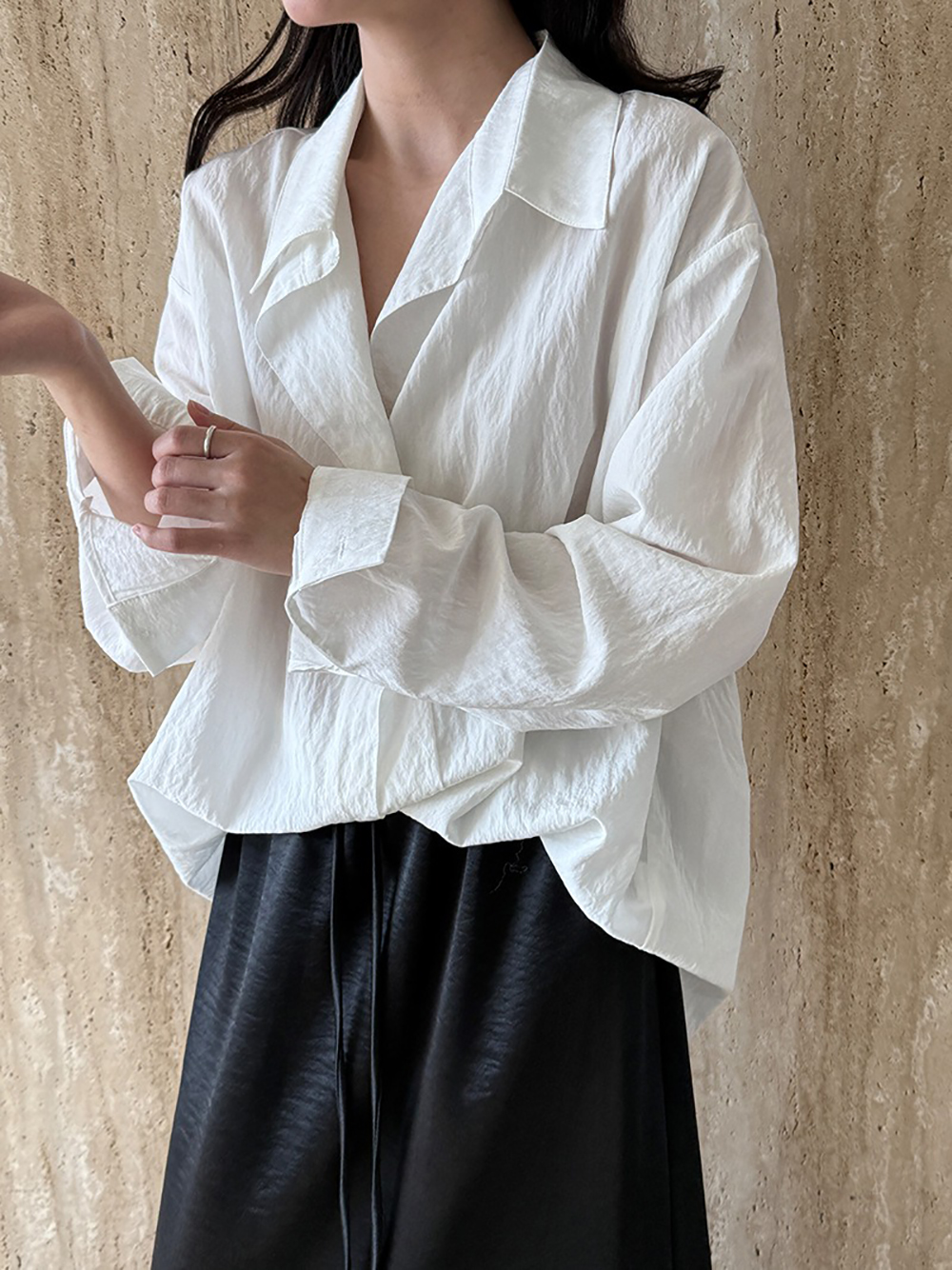 微皺肌理設計天絲襯衫,evaviva,U2-ZA09178,微皺肌理設計天絲襯衫,領500,999免運