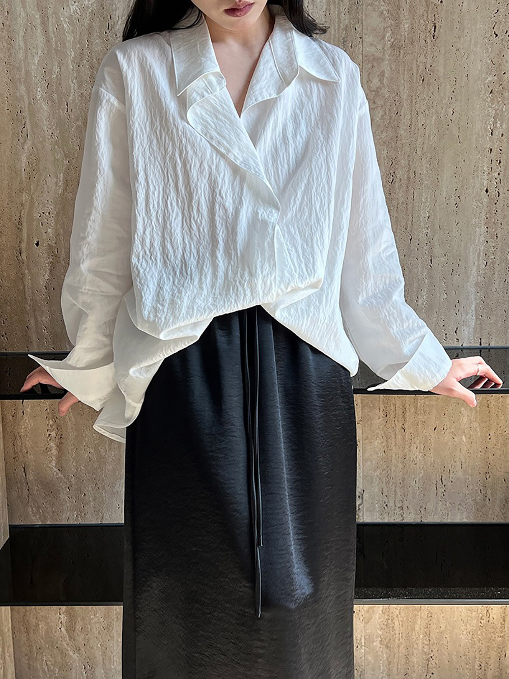 微皺肌理設計天絲襯衫,evaviva,U2-ZA09178,微皺肌理設計天絲襯衫,領500,999免運