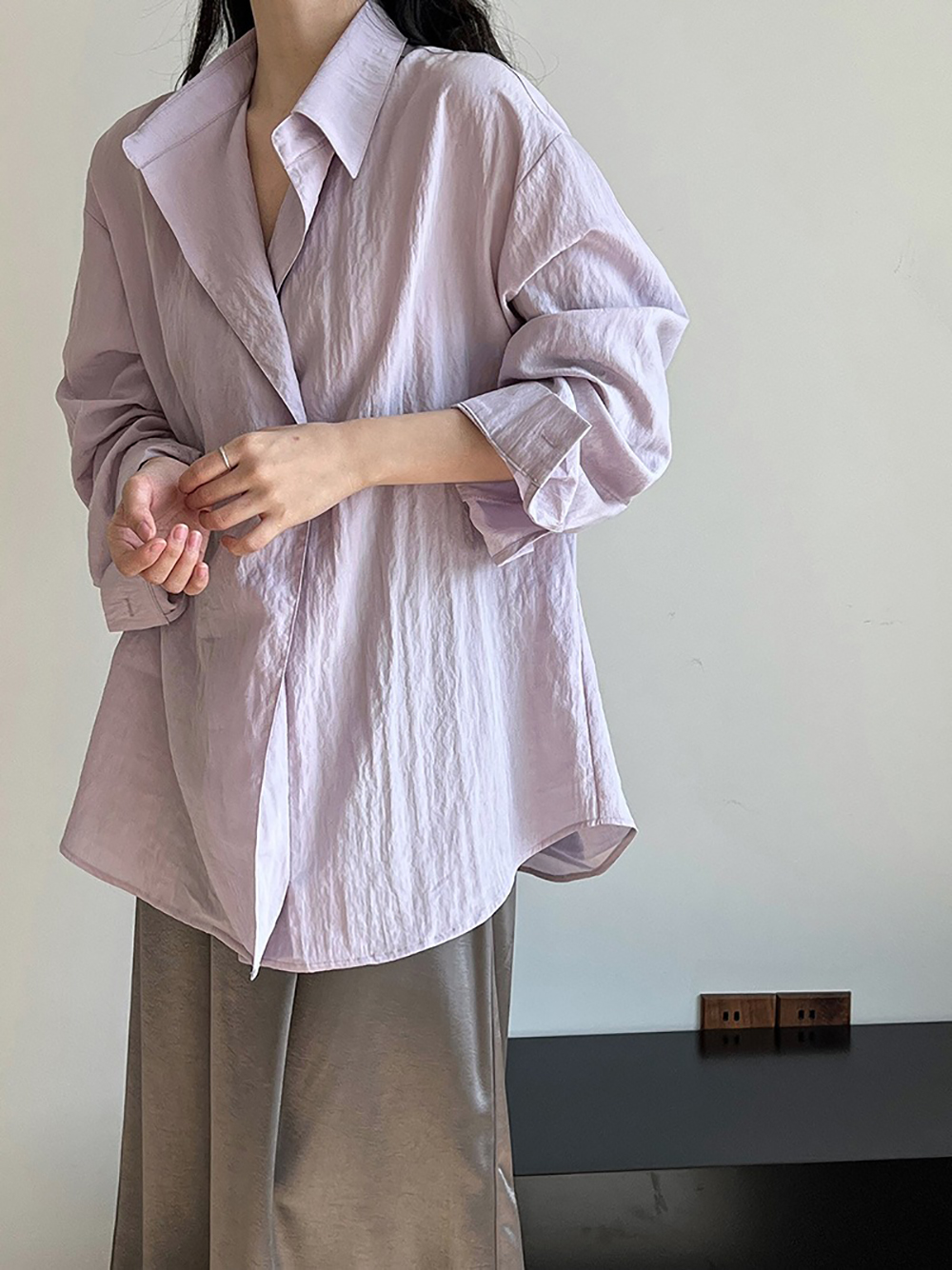 微皺肌理設計天絲襯衫,evaviva,U2-ZA09178,微皺肌理設計天絲襯衫,領500,999免運