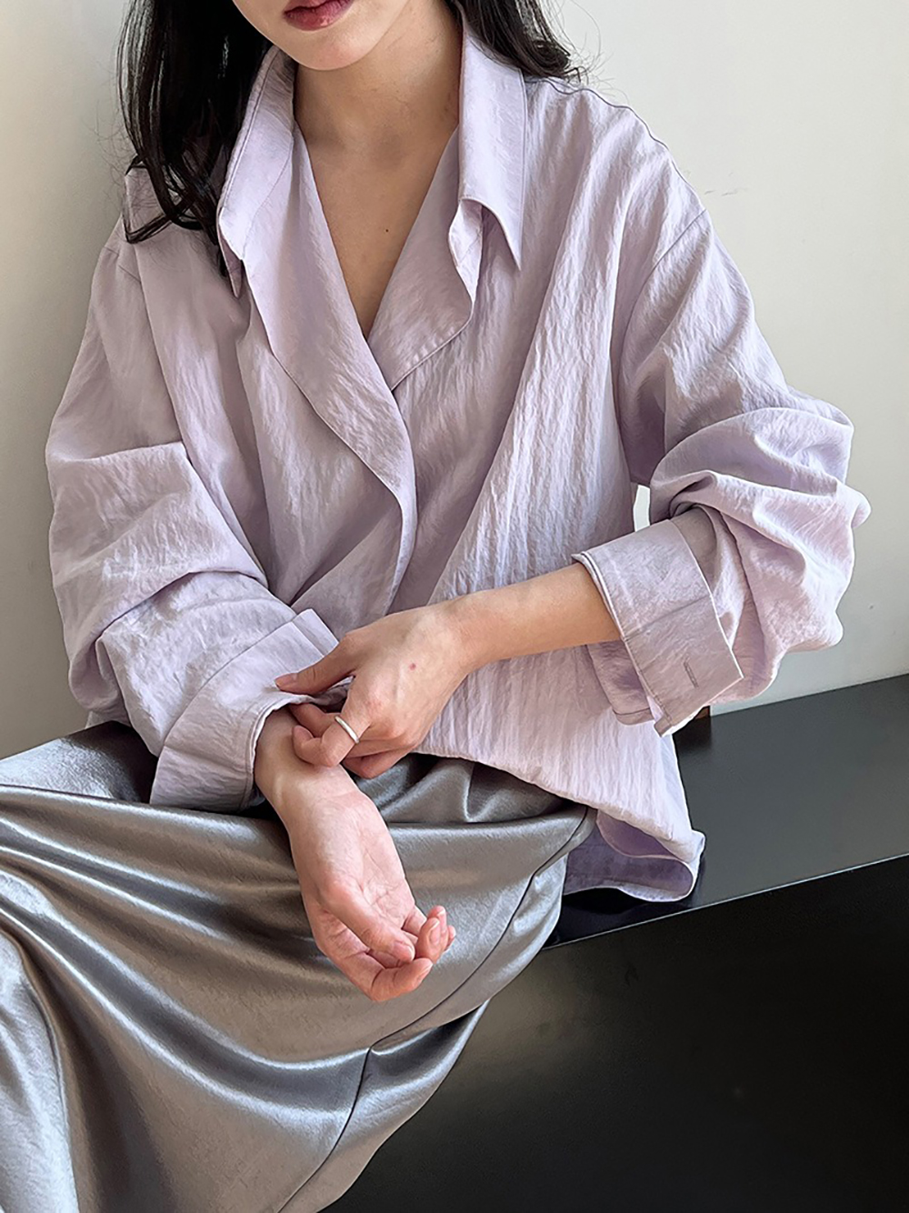 微皺肌理設計天絲襯衫,evaviva,U2-ZA09178,微皺肌理設計天絲襯衫,領500,999免運