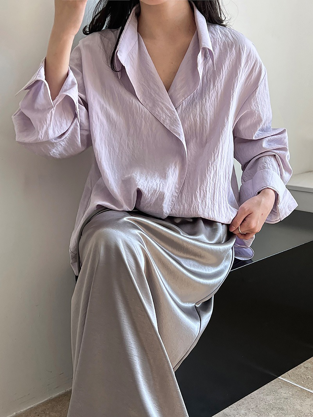 微皺肌理設計天絲襯衫,evaviva,U2-ZA09178,微皺肌理設計天絲襯衫,領500,999免運