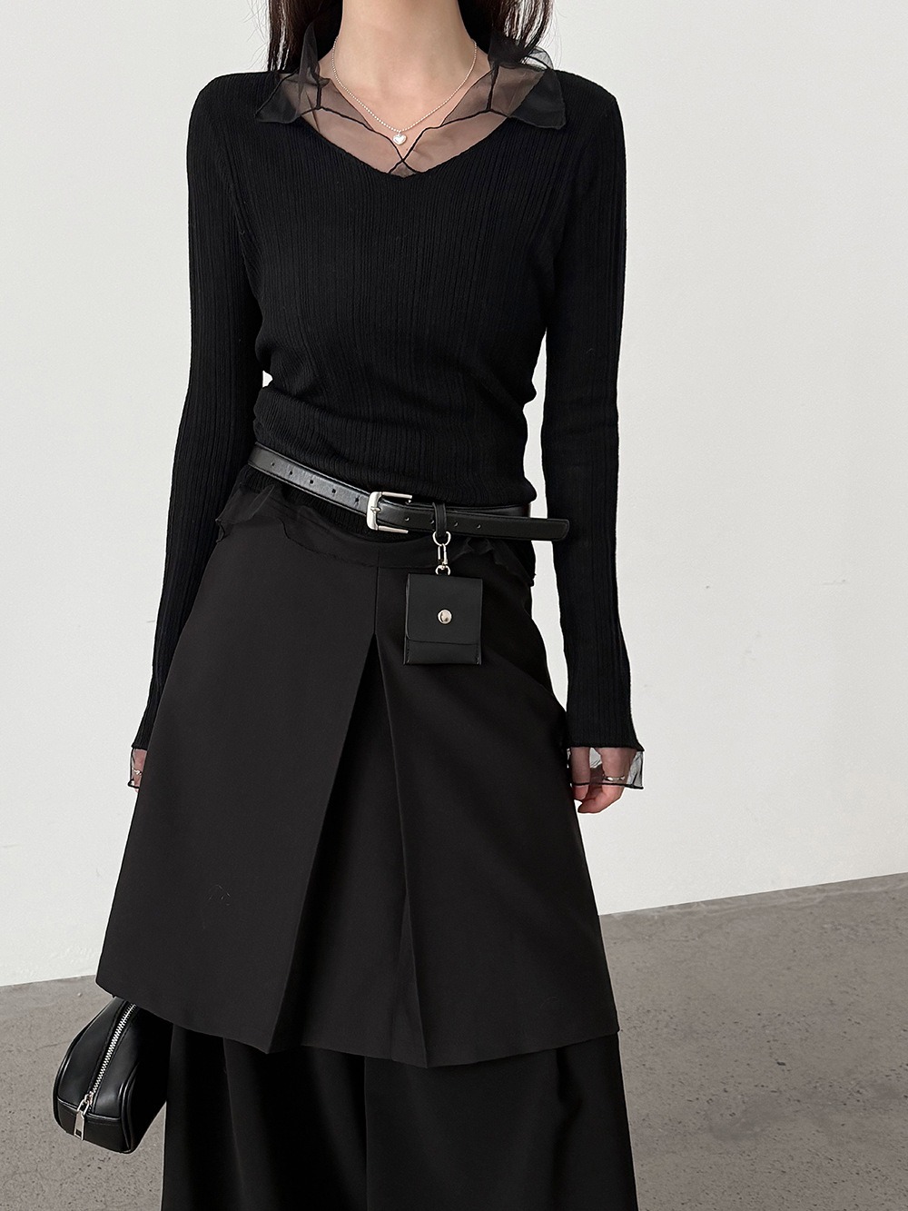 網紗拼接薄款針織上衣,evaviva,U2-ZA09183,網紗拼接薄款針織上衣,領500,999免運