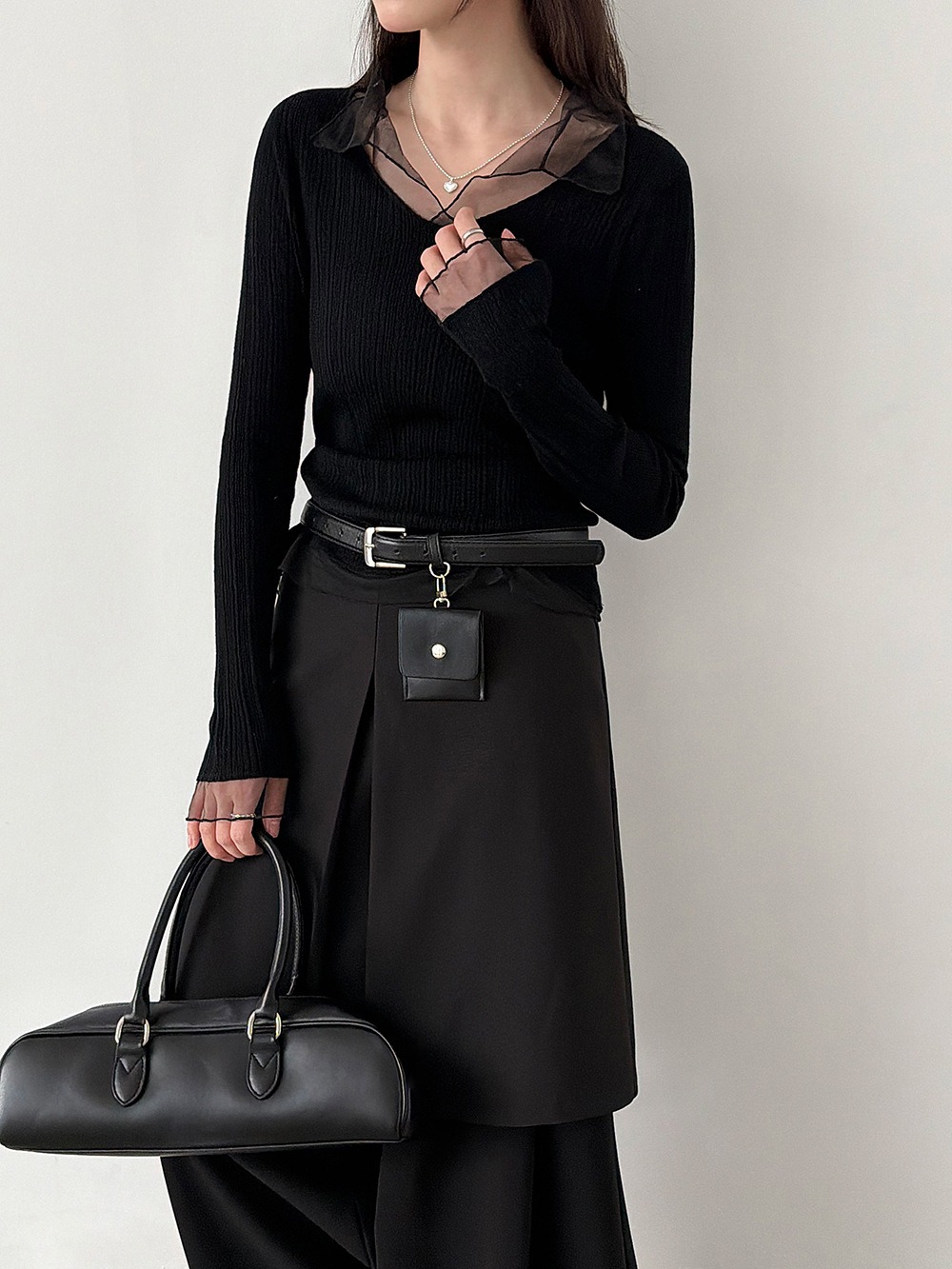 網紗拼接薄款針織上衣,evaviva,U2-ZA09183,網紗拼接薄款針織上衣,領500,999免運