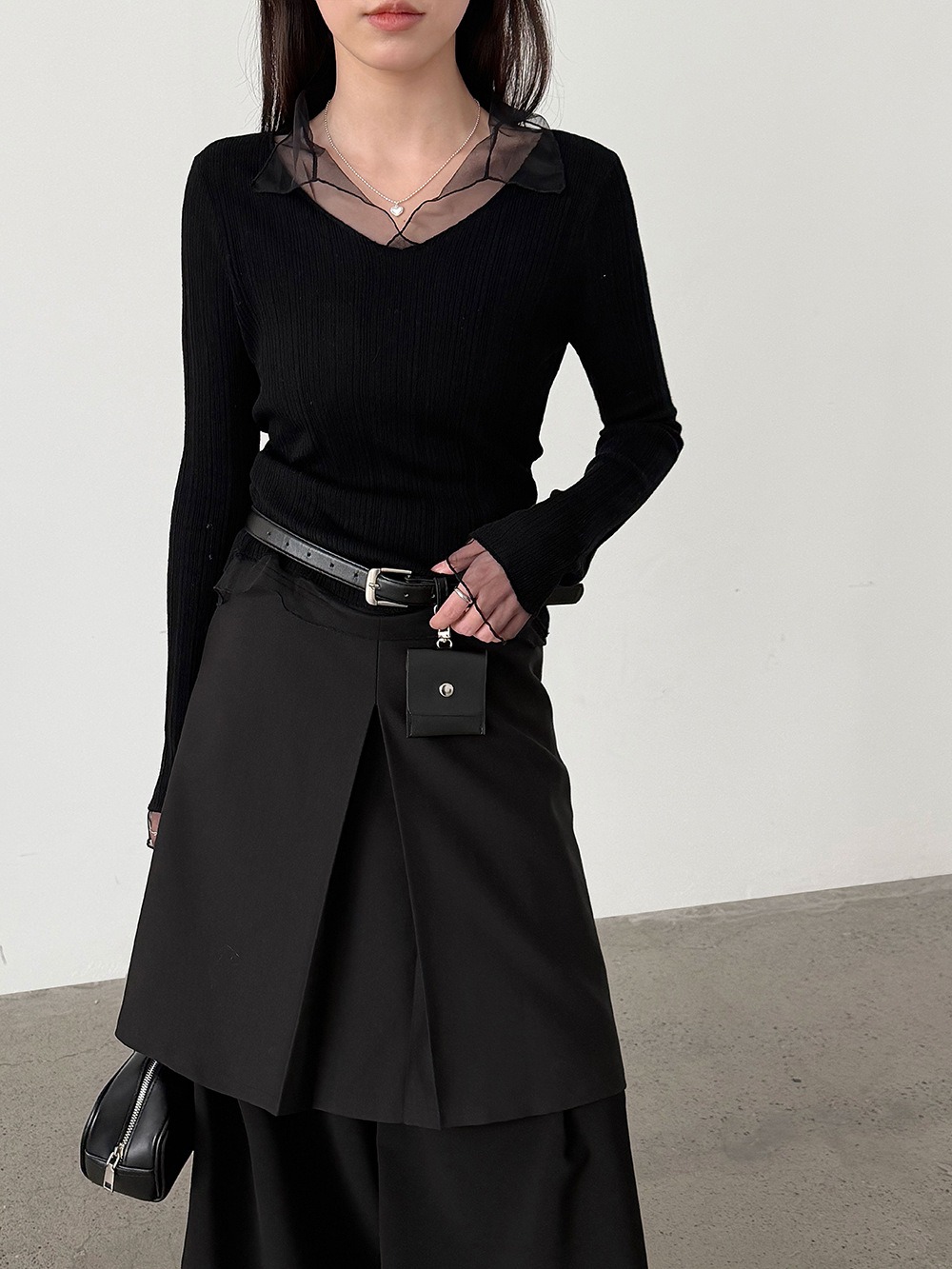 網紗拼接薄款針織上衣,evaviva,U2-ZA09183,網紗拼接薄款針織上衣,領500,999免運