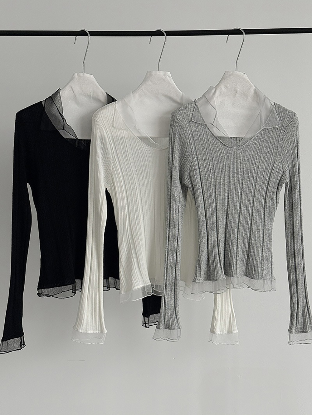 網紗拼接薄款針織上衣,evaviva,U2-ZA09183,網紗拼接薄款針織上衣,領500,999免運