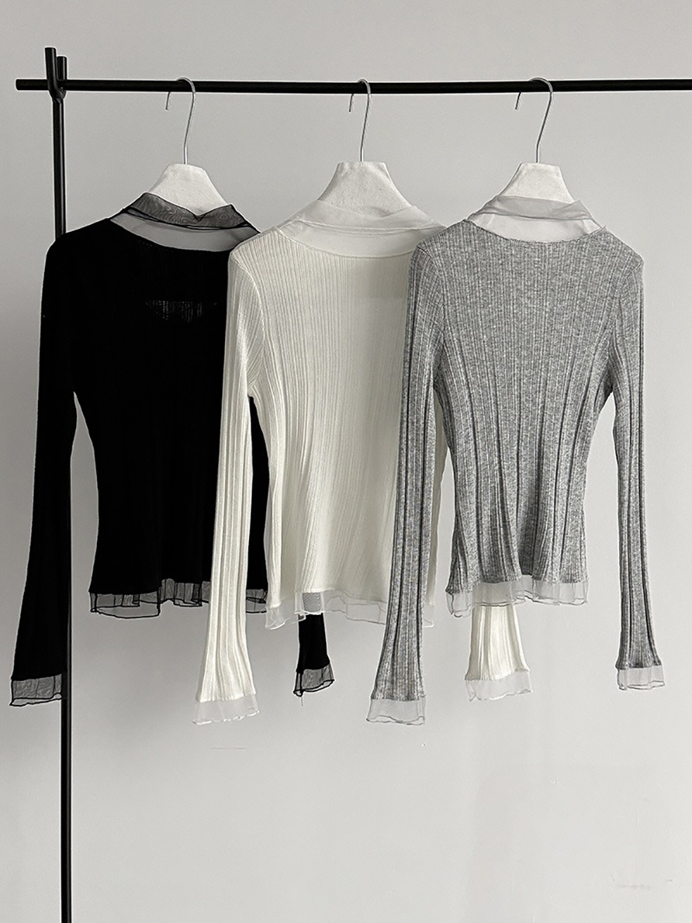 網紗拼接薄款針織上衣,evaviva,U2-ZA09183,網紗拼接薄款針織上衣,領500,999免運