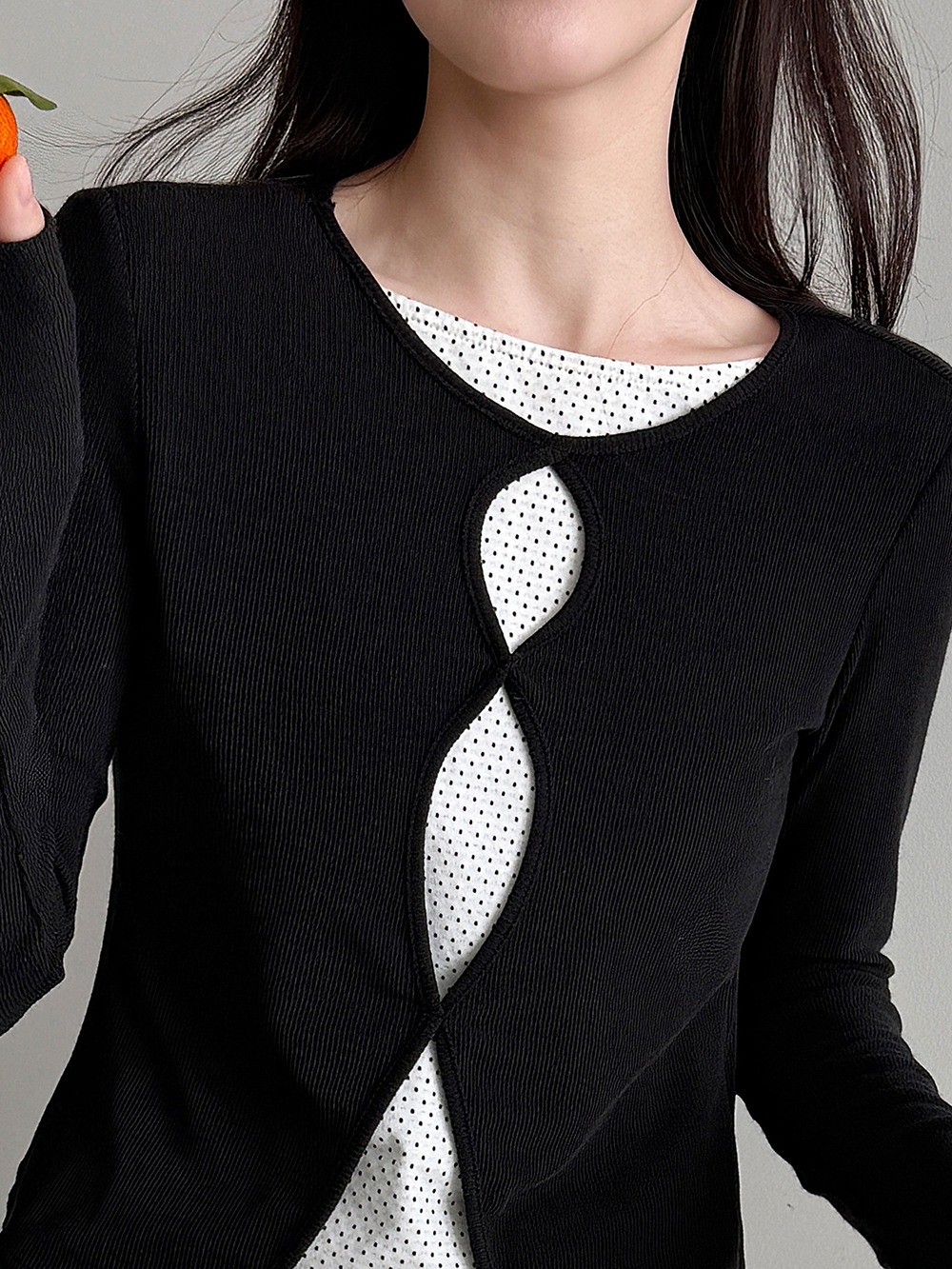 假兩件鏤空點點上衣,evaviva,U2-ZA09185,假兩件鏤空點點上衣,周新品優惠,NEWARRIVAL