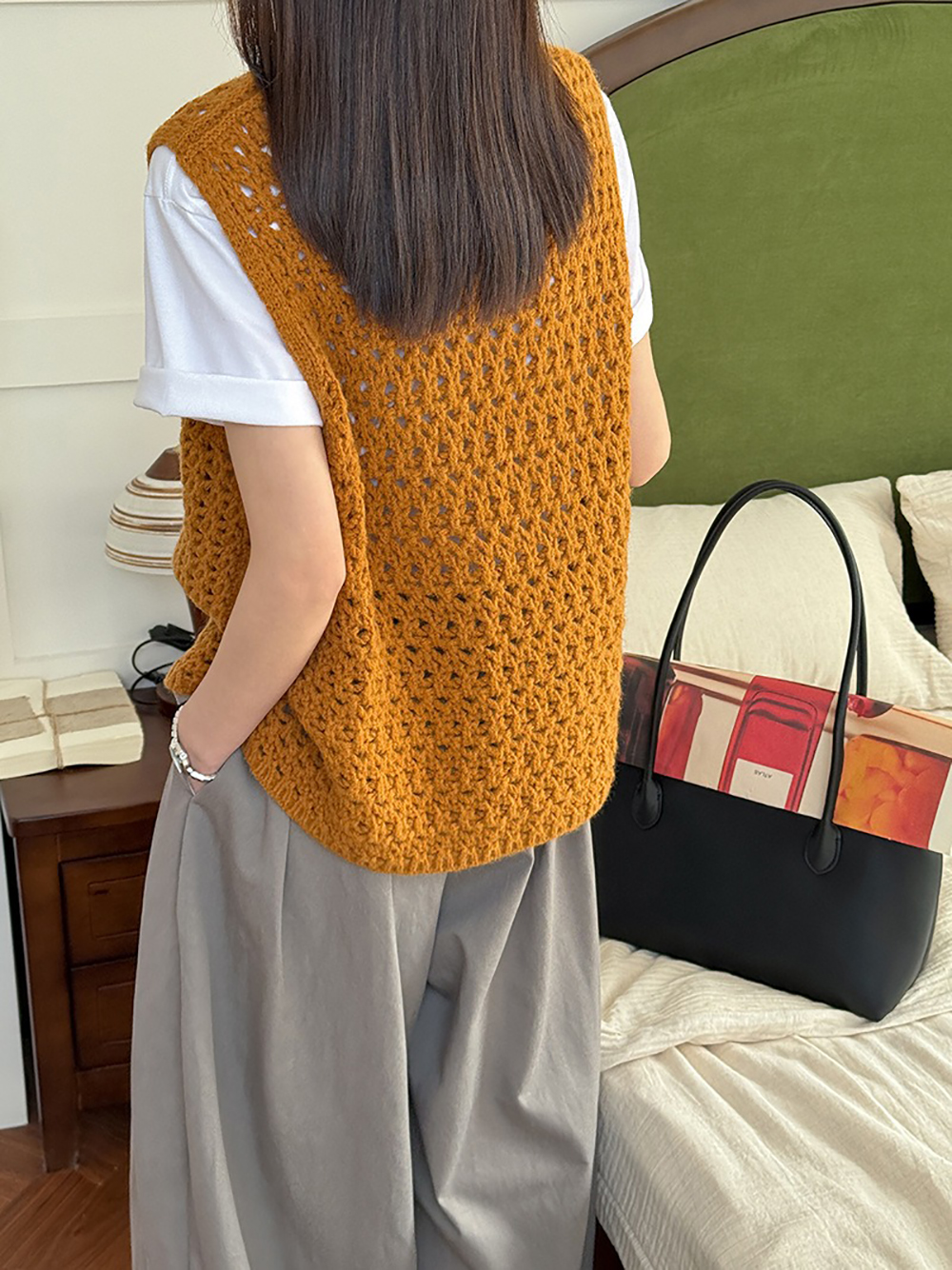 鏤空針織圓領背心,evaviva,8C-GW7436,鏤空針織圓領背心,領500,999免運