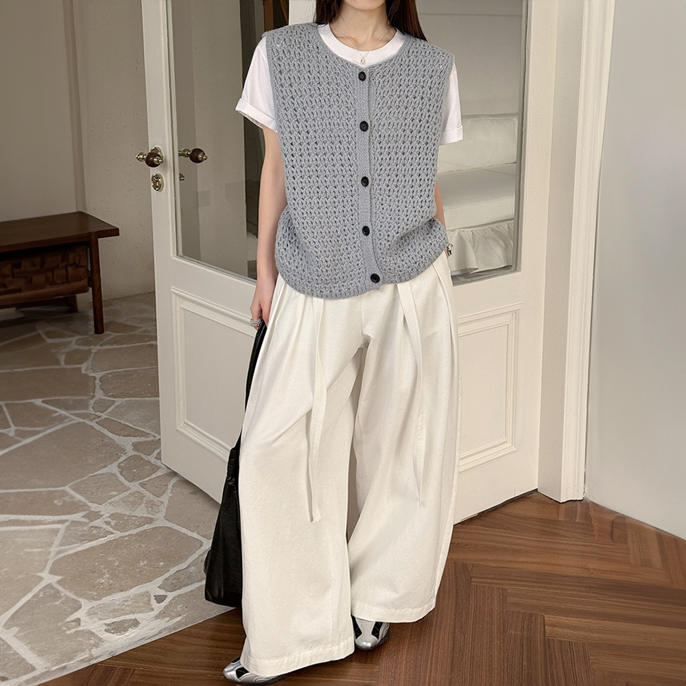 鏤空針織圓領背心