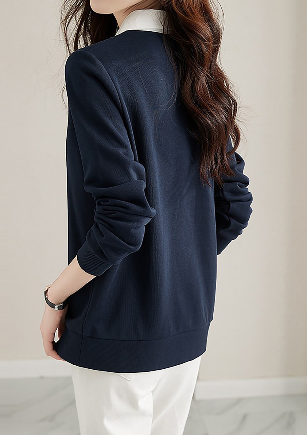 假兩件撞色拼接上衣,evaviva,8C-GY7435,假兩件撞色拼接上衣,領500,999免運