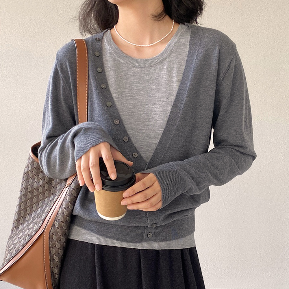 撞色兩件式針織上衣