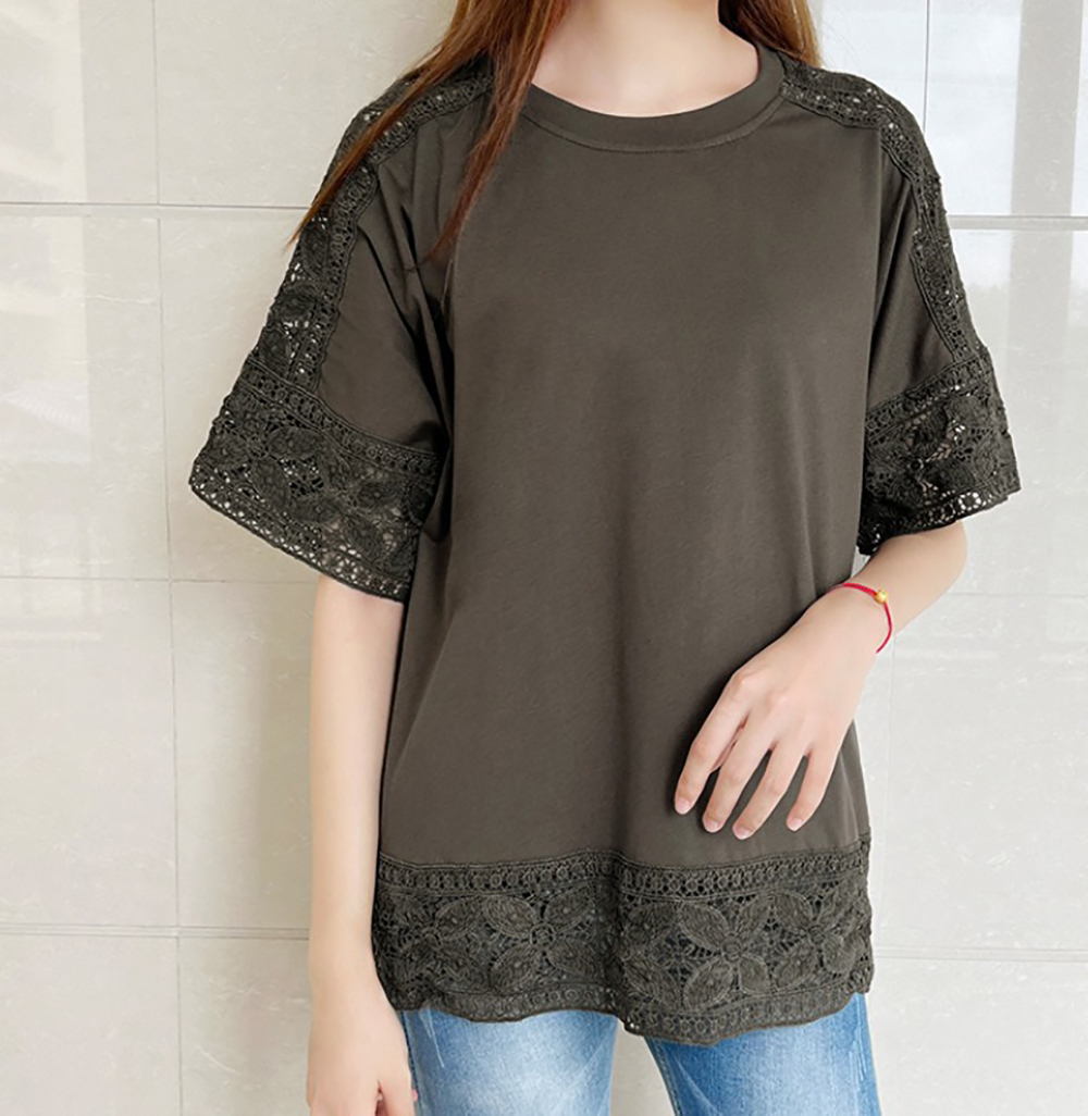 鏤空蕾絲五分袖上衣,evaviva,8C-MV7437,鏤空蕾絲五分袖上衣,領500,999免運