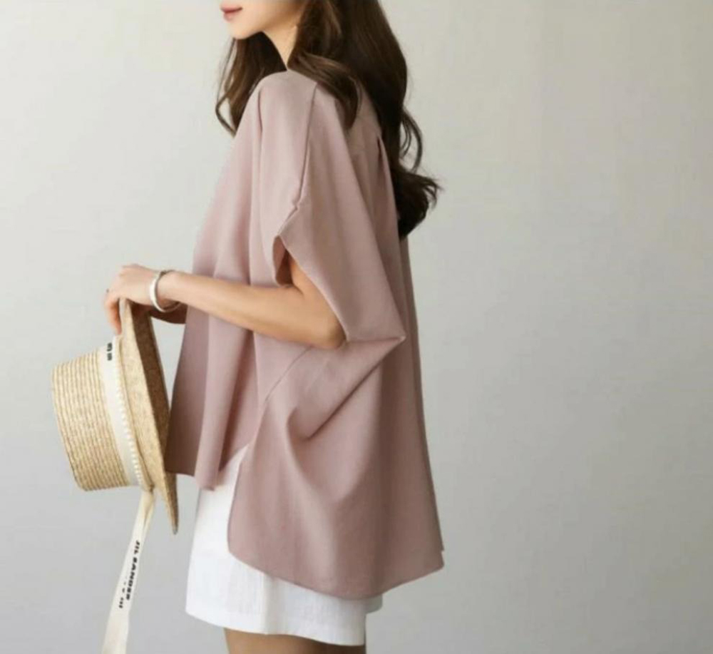 側開衩寬鬆圓領上衣,evaviva,8C-MV7438,側開衩寬鬆圓領上衣,領500,999免運