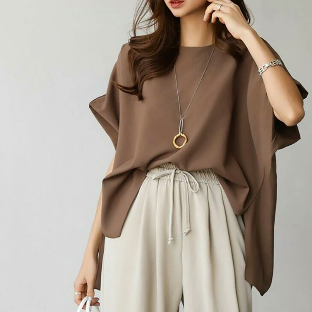 側開衩寬鬆圓領上衣,evaviva,8C-MV7438,側開衩寬鬆圓領上衣,領500,999免運