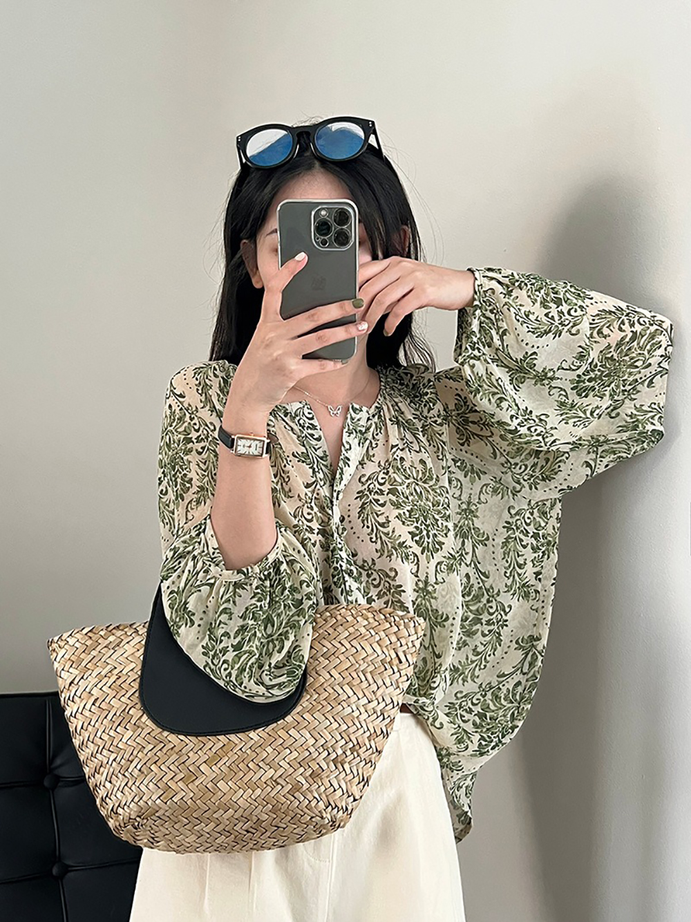 森林系印花小V領襯衫,evaviva,8C-UR7439,森林系印花小V領襯衫,周新品優惠,NEWARRIVAL