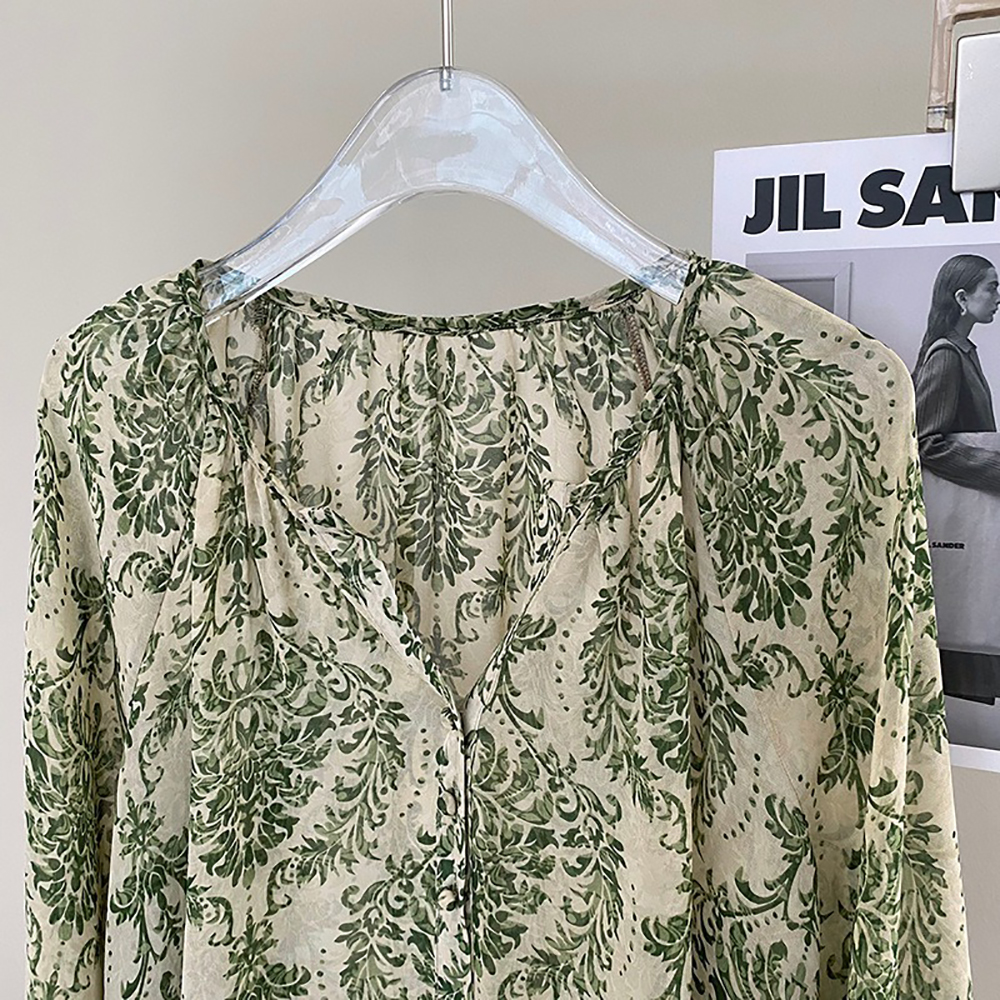 森林系印花小V領襯衫,evaviva,8C-UR7439,森林系印花小V領襯衫,周新品優惠,NEWARRIVAL