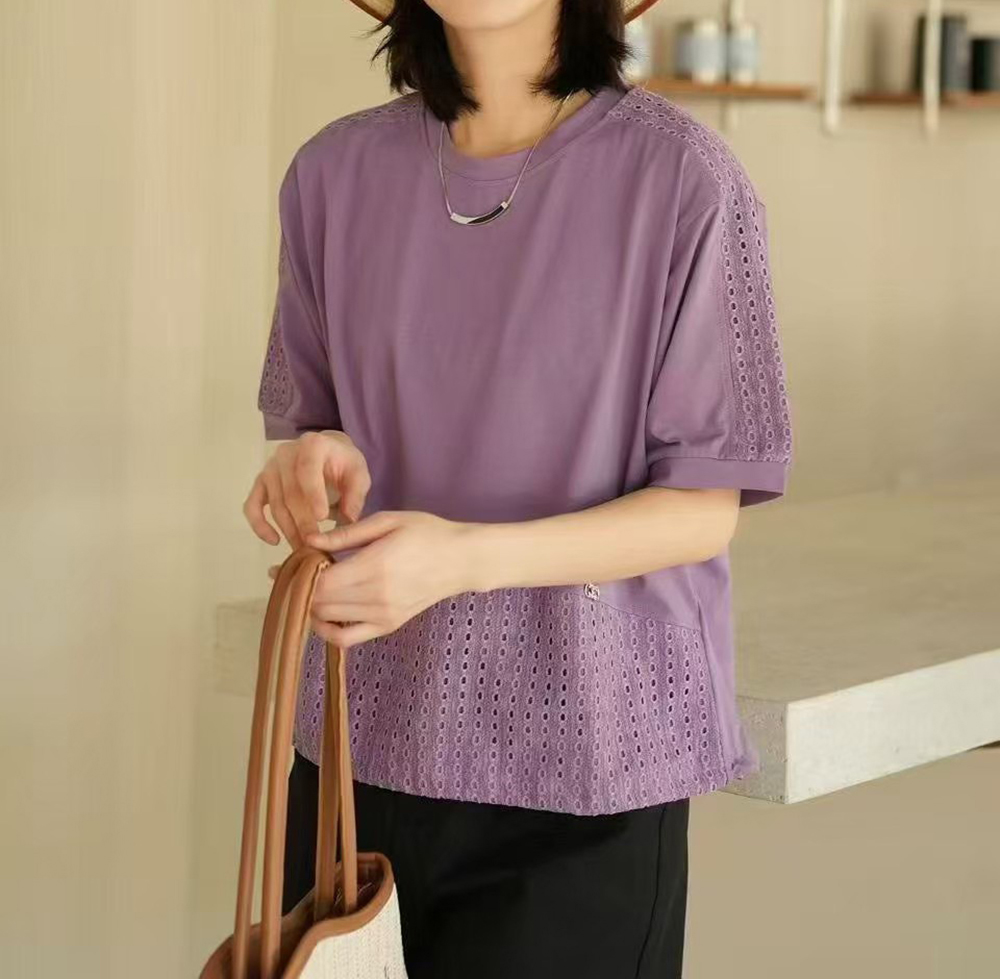 清新簡約鏤空拼接上衣,evaviva,99-AL7428,清新簡約鏤空拼接上衣,領500,999免運