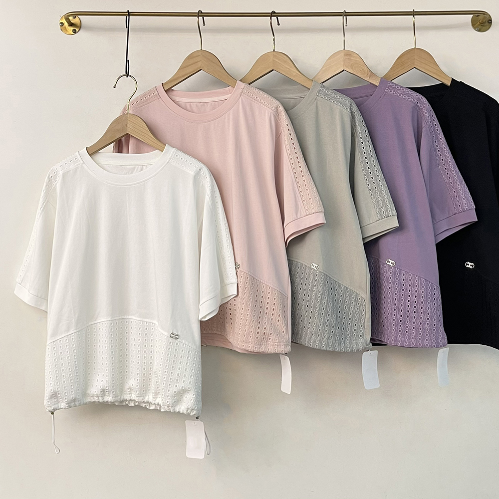 清新簡約鏤空拼接上衣,evaviva,99-AL7428,清新簡約鏤空拼接上衣,領500,999免運