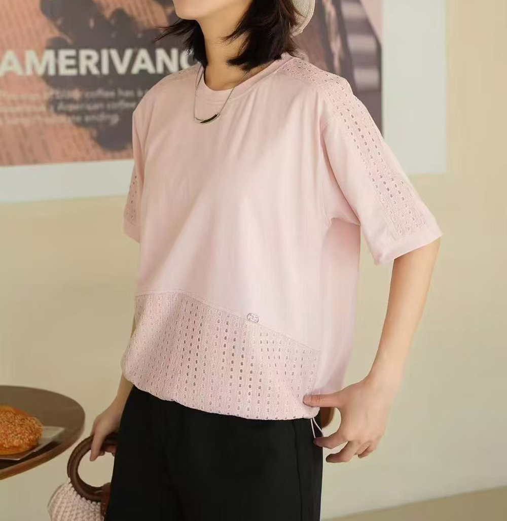 清新簡約鏤空拼接上衣,evaviva,99-AL7428,清新簡約鏤空拼接上衣,領500,999免運