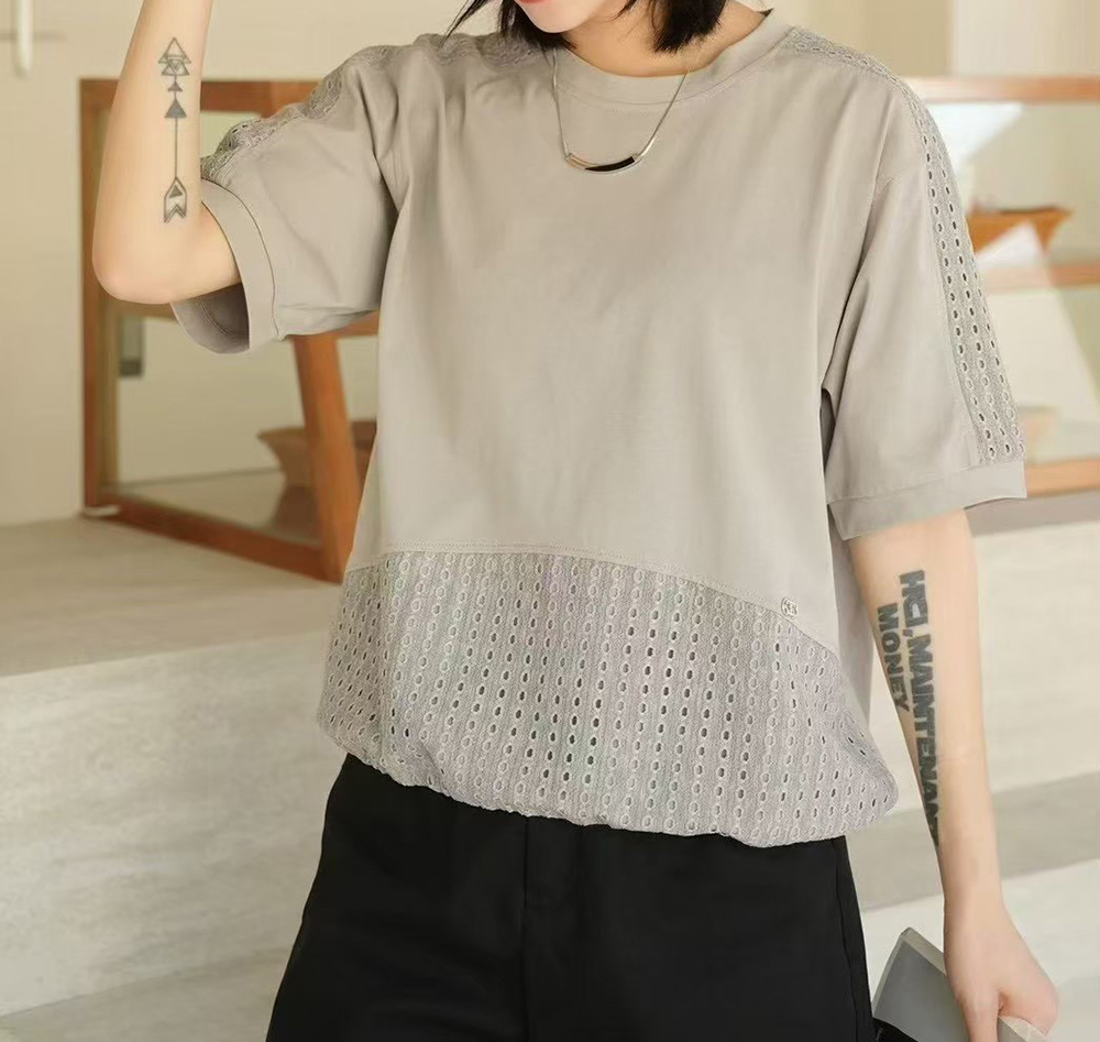 清新簡約鏤空拼接上衣,evaviva,99-AL7428,清新簡約鏤空拼接上衣,領500,999免運