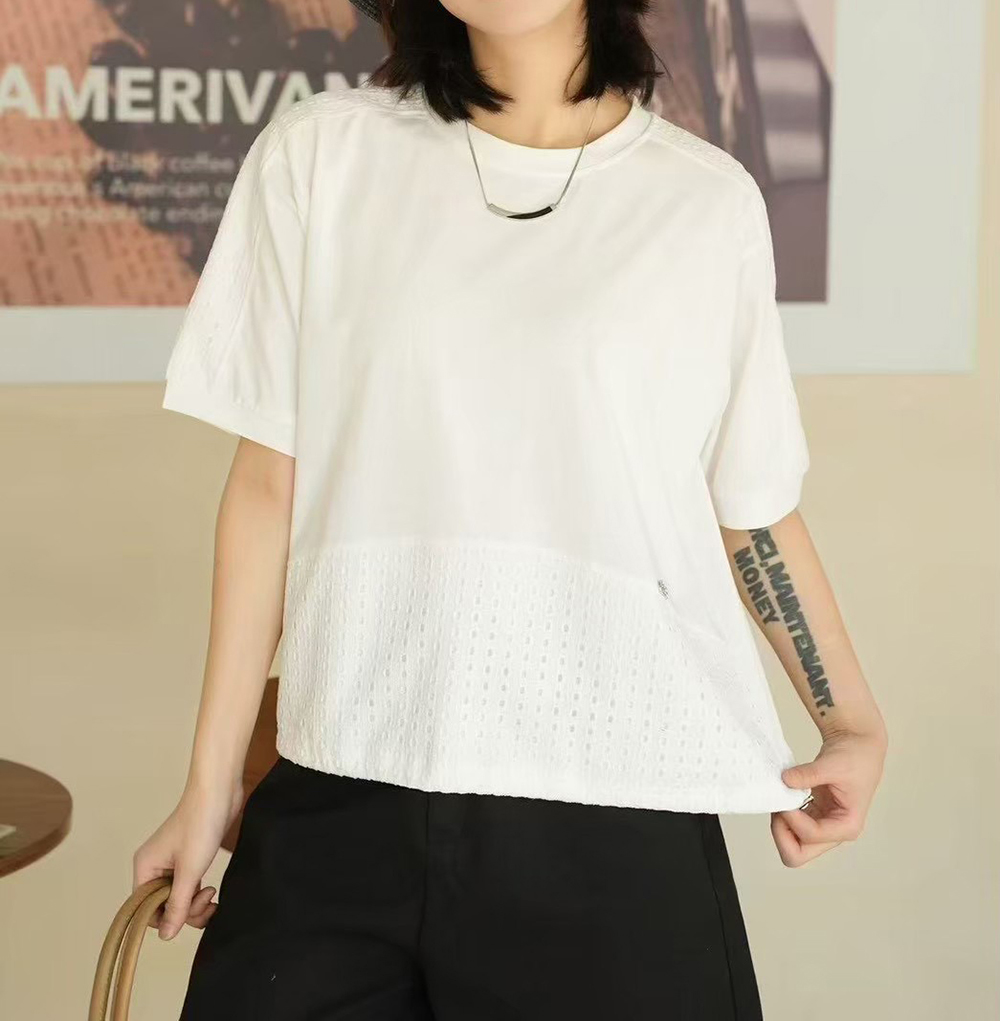 清新簡約鏤空拼接上衣,evaviva,99-AL7428,清新簡約鏤空拼接上衣,領500,999免運