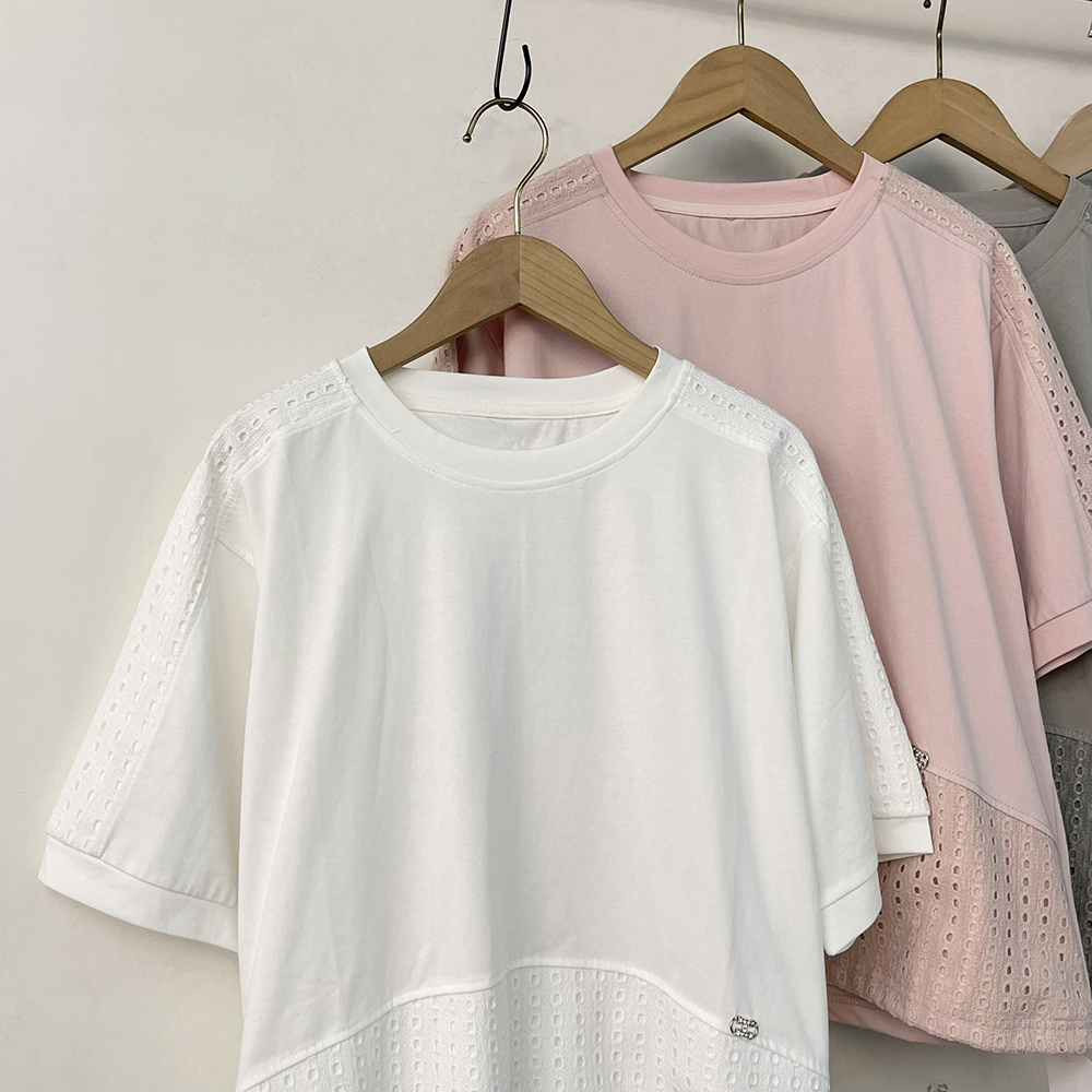 清新簡約鏤空拼接上衣,evaviva,99-AL7428,清新簡約鏤空拼接上衣,領500,999免運