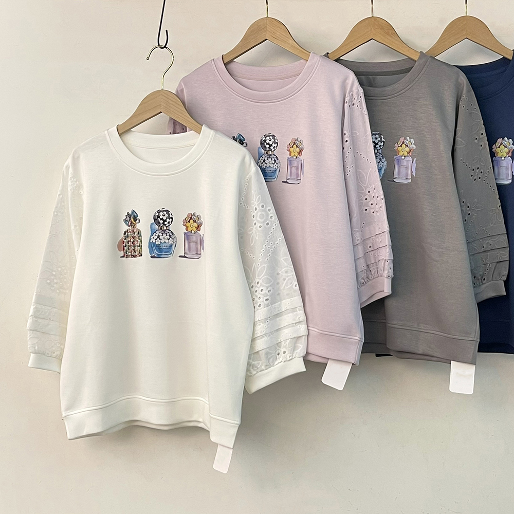 香水印花鏤空刺繡上衣,evaviva,99-AL7429,香水印花鏤空刺繡上衣,領500,999免運