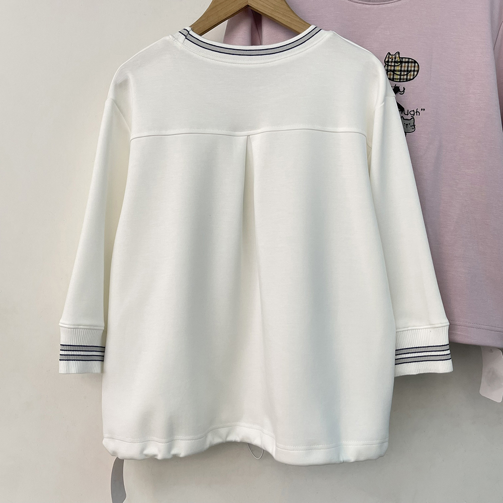 貓咪圖案撞色條紋上衣,evaviva,99-AL7430,貓咪圖案撞色條紋上衣,領500,999免運