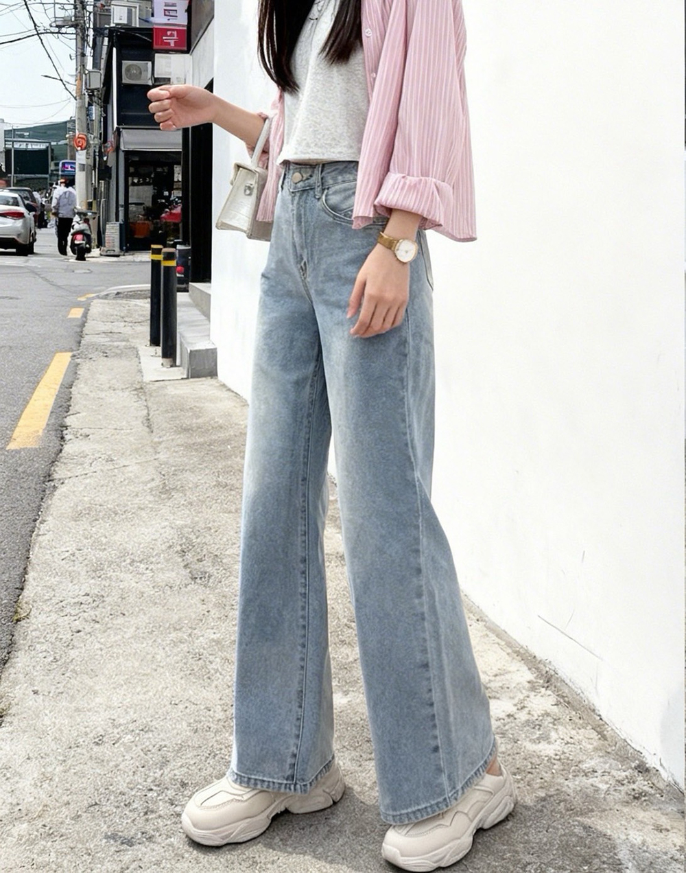 百搭款微喇叭牛仔寬褲,evaviva,99-BF7420,百搭款微喇叭牛仔寬褲,領500,999免運