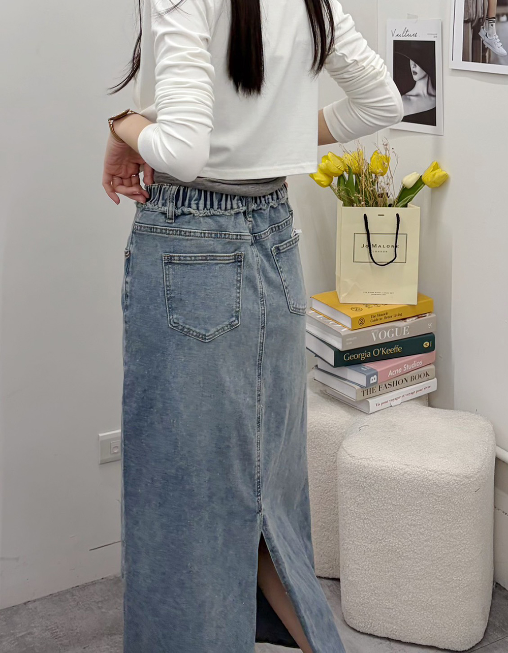 小抽鬚設計牛仔長裙,evaviva,99-BF7450,小抽鬚設計牛仔長裙,領500,999免運