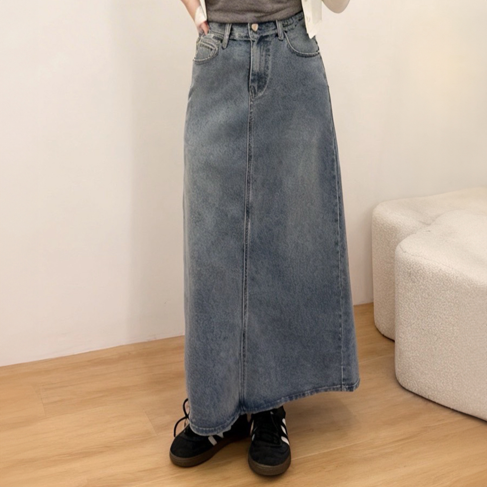 小抽鬚設計牛仔長裙