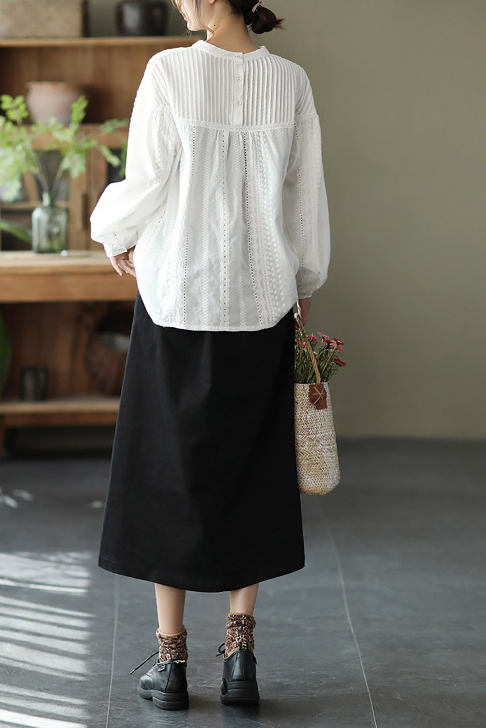 風琴壓褶立領長袖襯衫,evaviva,8C-FC7488,風琴壓褶立領長袖襯衫,領500,999免運