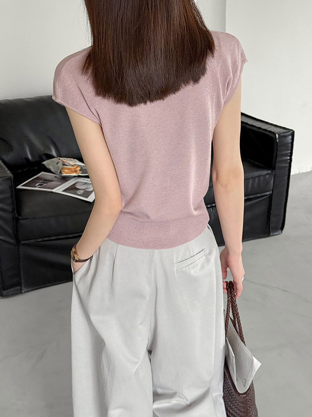 氣質簡約V領針織上衣,evaviva,8C-GW7479,氣質簡約V領針織上衣,領500,999免運