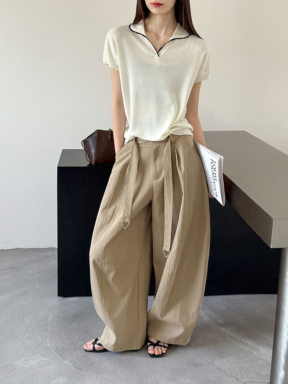 撞色滾邊小翻領上衣,evaviva,8C-GW7480,撞色滾邊小翻領上衣,領500,999免運