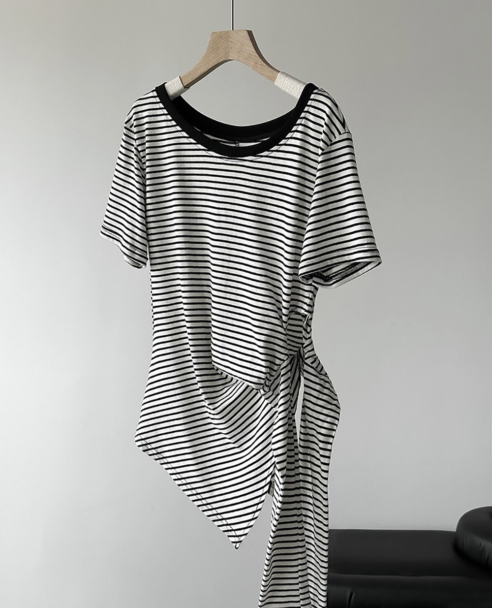 綁帶設計款條紋上衣,evaviva,8C-GW7483,綁帶設計款條紋上衣,領500,999免運