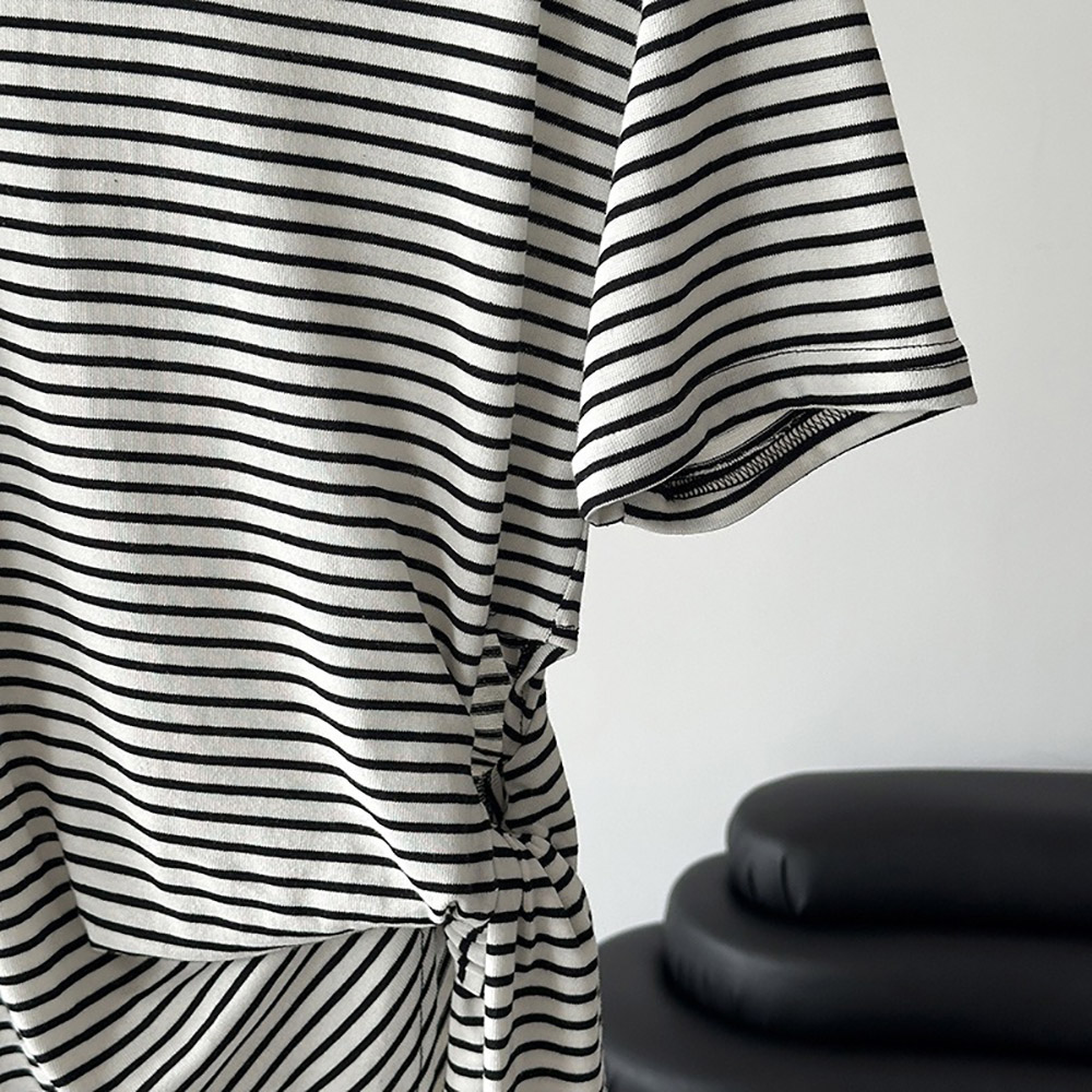 綁帶設計款條紋上衣,evaviva,8C-GW7483,綁帶設計款條紋上衣,領500,999免運