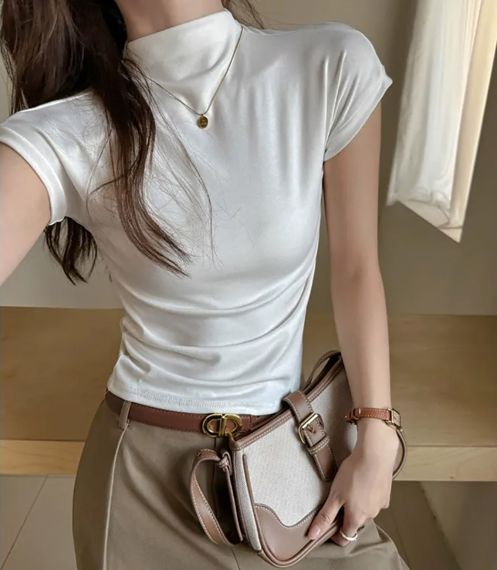 天絲半領修身款上衣,evaviva,8C-GX7485,天絲半領修身款上衣,領500,999免運