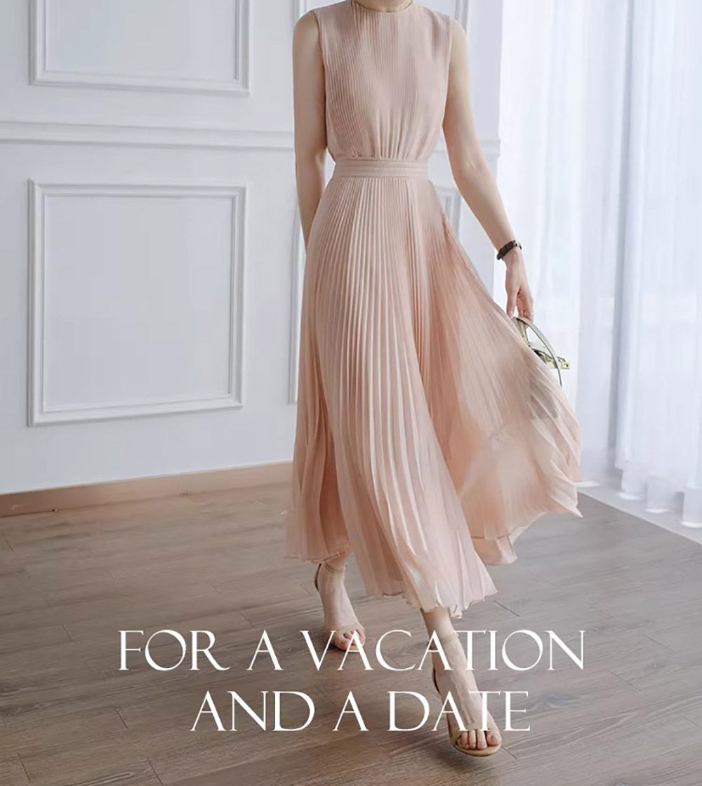 浪漫優雅背心百褶洋裝,evaviva,8C-GY7495,浪漫優雅背心百褶洋裝,領500,999免運