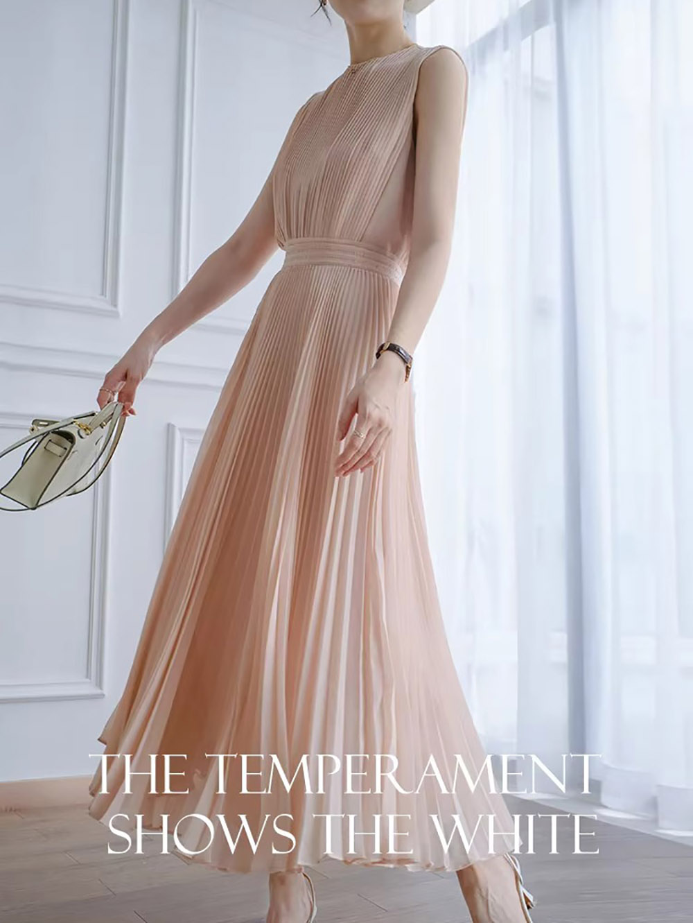 浪漫優雅背心百褶洋裝,evaviva,8C-GY7495,浪漫優雅背心百褶洋裝,領500,999免運