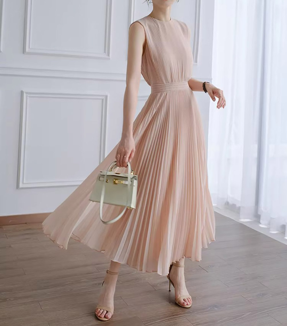 浪漫優雅背心百褶洋裝,evaviva,8C-GY7495,浪漫優雅背心百褶洋裝,領500,999免運