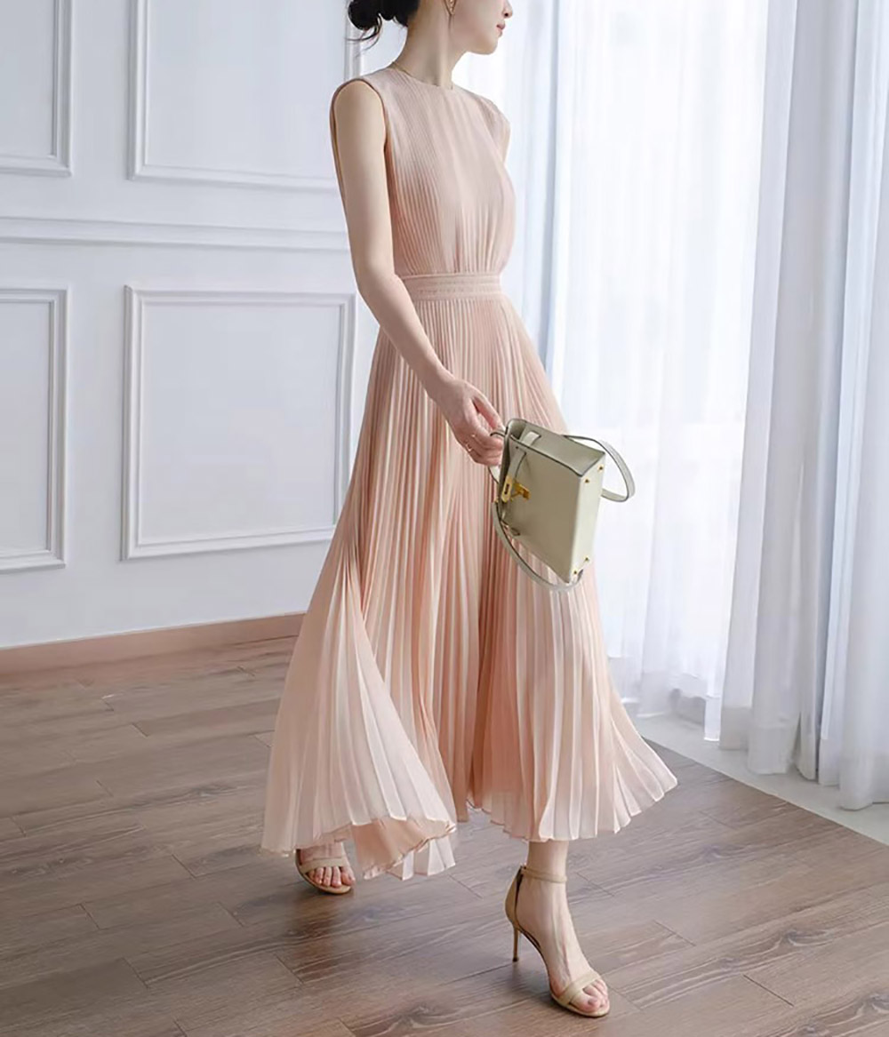 浪漫優雅背心百褶洋裝,evaviva,8C-GY7495,浪漫優雅背心百褶洋裝,領500,999免運