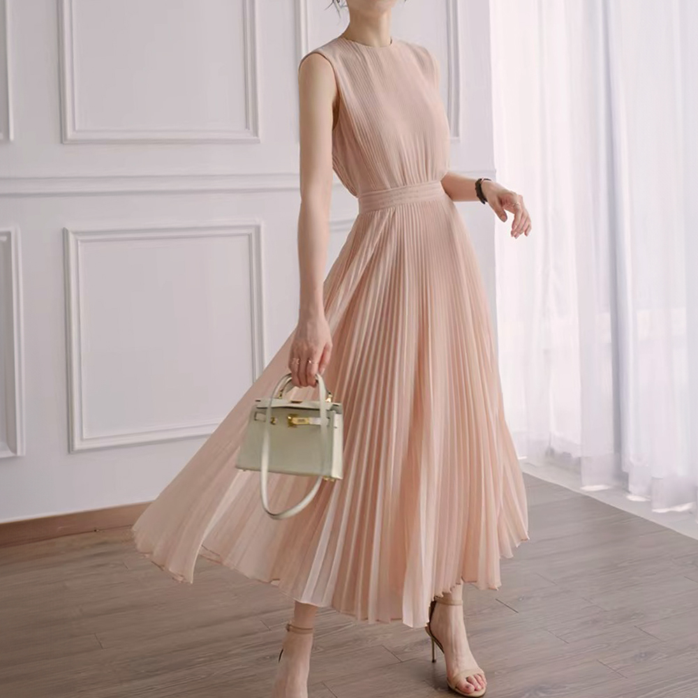 浪漫優雅背心百褶洋裝