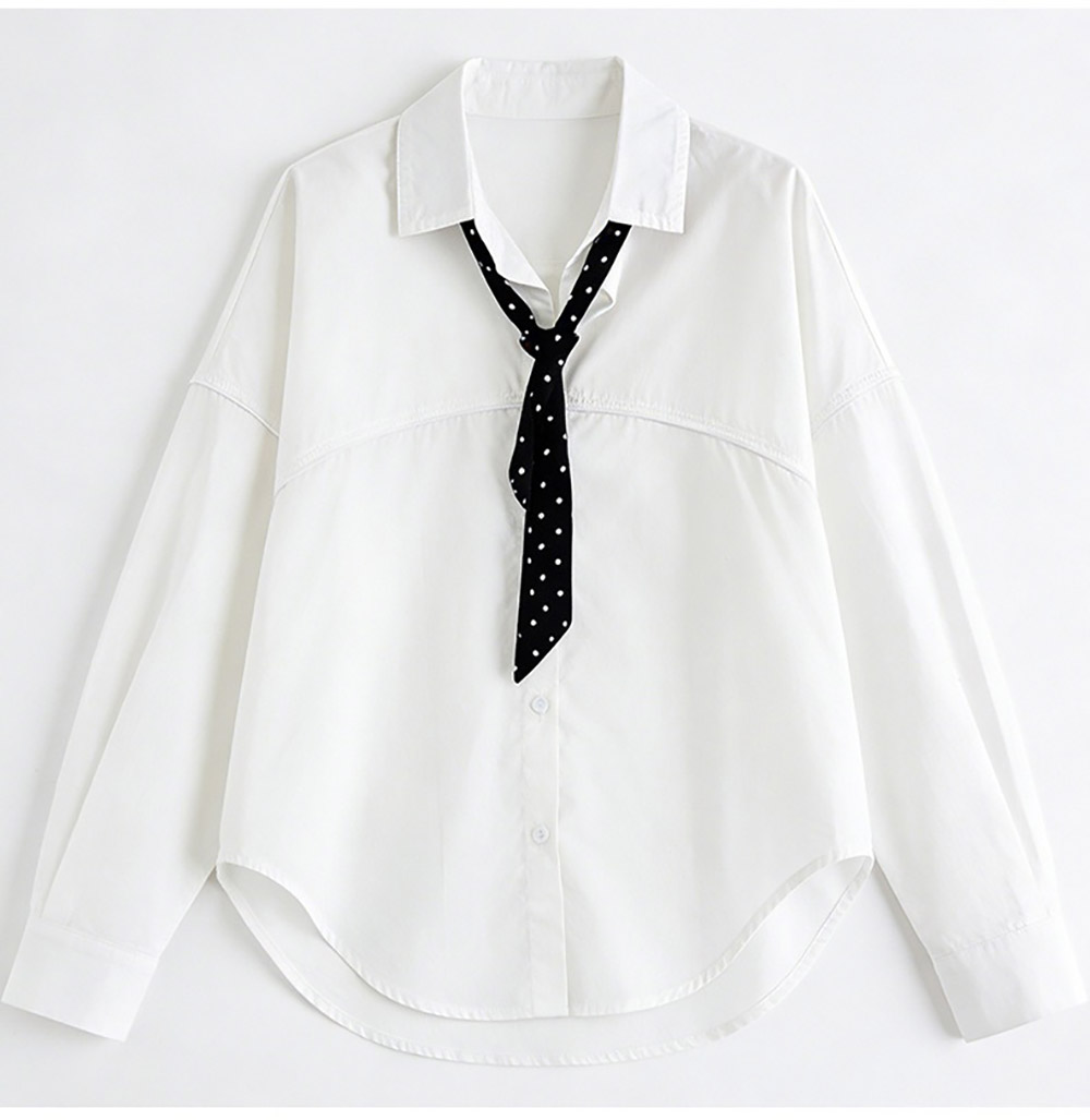 波點絲巾落肩款襯衫,evaviva,8C-HV7489,波點絲巾落肩款襯衫,領500,999免運