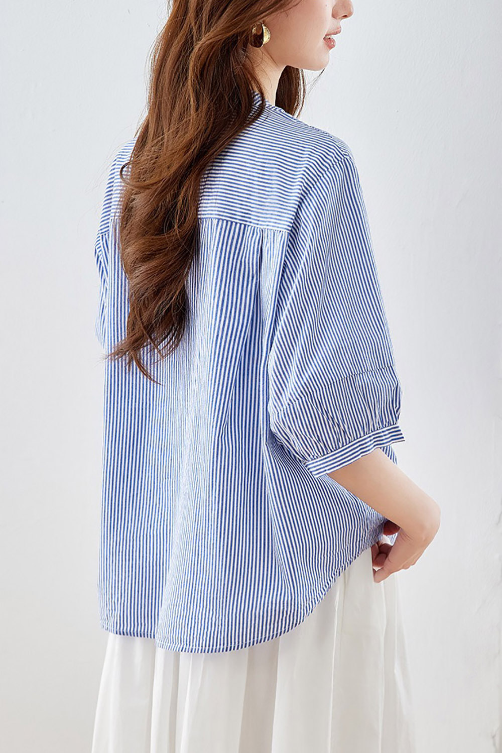 純棉圓領五分袖襯衫,evaviva,8C-HV7490,純棉圓領五分袖襯衫,領500,999免運