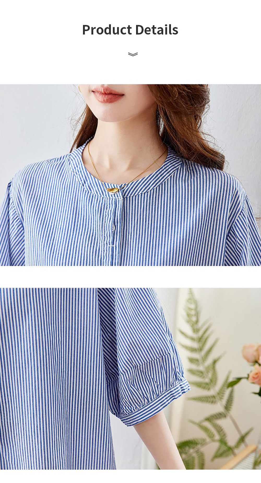 純棉圓領五分袖襯衫,evaviva,8C-HV7490,純棉圓領五分袖襯衫,領500,999免運