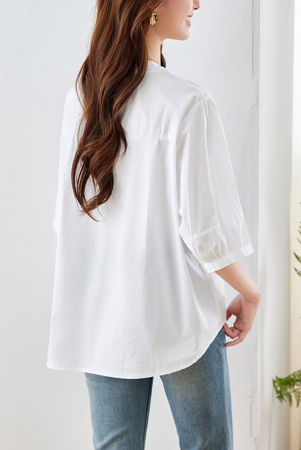 純棉圓領五分袖襯衫,evaviva,8C-HV7490,純棉圓領五分袖襯衫,領500,999免運