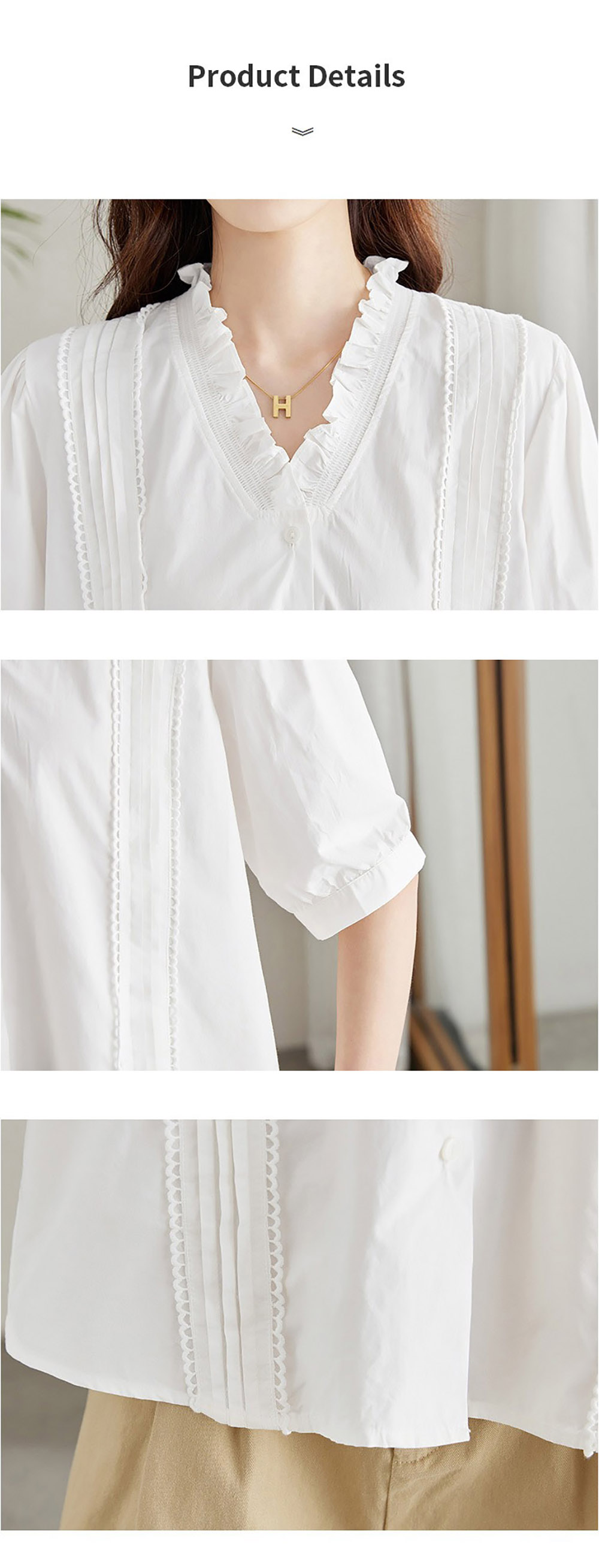 氣質荷葉V領短袖襯衫,evaviva,8C-HV7493,氣質荷葉V領短袖襯衫,領500,999免運